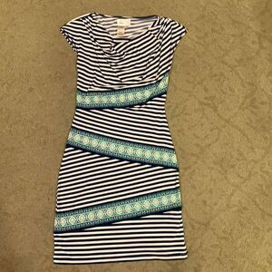 👗MSSP XS Super Cute Lightweight Striped Retro Print Mini Dress